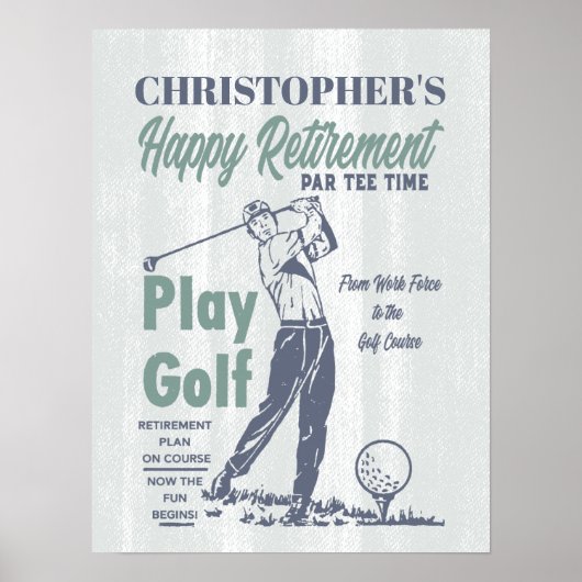 Happy Retirement Funny Retro Golf Party Poster (Voorkant)