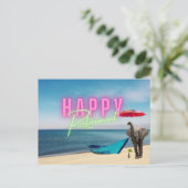 Happy Retirement Funny Surreal Beach Scene Briefkaart (Staand voorkant)