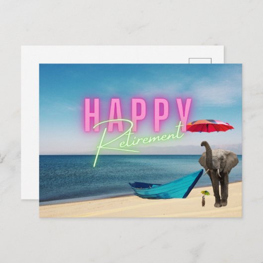 Happy Retirement Funny Surreal Beach Scene Briefkaart (Voorkant / Achterkant)