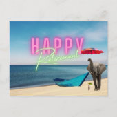 Happy Retirement Funny Surreal Beach Scene Briefkaart (Voorkant)