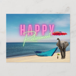 Happy Retirement Funny Surreal Beach Scene Briefkaart