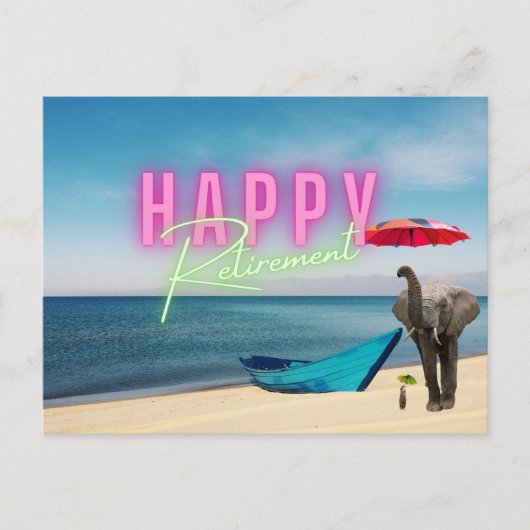Happy Retirement Funny Surreal Beach Scene Briefkaart (Voorkant)