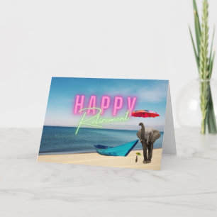 Happy Retirement Funny Surreal Beach Scene Kaart