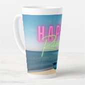 Happy Retirement Funny Surreal Beach Scene Latte Mok (Linkerhoek)