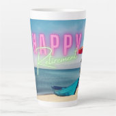 Happy Retirement Funny Surreal Beach Scene Latte Mok (Voorkant)