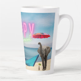 Happy Retirement Funny Surreal Beach Scene Latte Mok