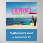 Happy Retirement Funny Surreal Beach Scene Poster (Voorkant)