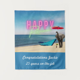 Happy Retirement Funny Surreal Beach Scene Wandkleed