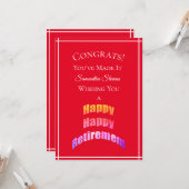 Happy Retirement Gefraften u het om het even welke Kaart (Voorkant / Achterkant in situ)