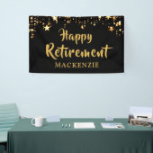 HAPPY RETIREMENT Gepersonaliseerde Black en Gold S Spandoek (Beurs)