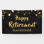 HAPPY RETIREMENT Gepersonaliseerde Black en Gold S Spandoek (Horizontaal)