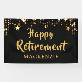 HAPPY RETIREMENT Gepersonaliseerde Black en Gold S Spandoek