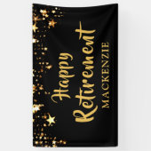 HAPPY RETIREMENT Gepersonaliseerde Black en Gold S Spandoek (Verticaal)