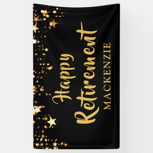 HAPPY RETIREMENT Gepersonaliseerde Black en Gold S Spandoek (Verticaal)