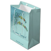 Happy Retirement Gold Blue Glitter Medium Cadeauzakje (Voorkant Gekanteld)