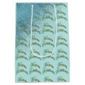 Happy Retirement Gold Blue Glitter Medium Cadeauzakje (Achterkant)