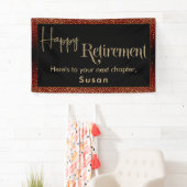 Happy Retirement Gold Confetti, donker bordeaux ro Spandoek (Insitu)