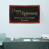 Happy Retirement Gold Confetti, donker bordeaux ro Spandoek (Beurs)