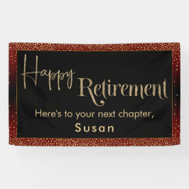 Happy Retirement Gold Confetti, donker bordeaux ro Spandoek