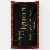 Happy Retirement Gold Confetti, donker bordeaux ro Spandoek (Verticaal)