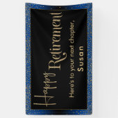 Happy Retirement Gold Confetti, felblauw Spandoek (Verticaal)