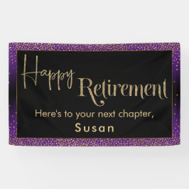 Happy Retirement Gold Confetti, felle Paarse Spandoek