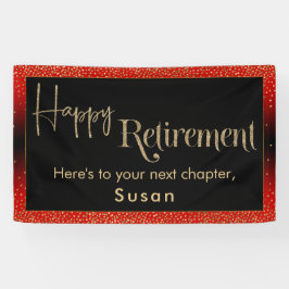 Happy Retirement Gold Confetti, felrood Spandoek