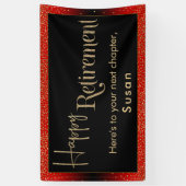 Happy Retirement Gold Confetti, felrood Spandoek (Verticaal)