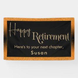 Happy Retirement Gold Confetti, helder Sinaasappel Spandoek
