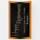 Happy Retirement Gold Confetti, helder Sinaasappel Spandoek (Verticaal)