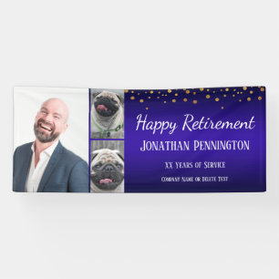 Happy Retirement Gold Confetti Photo Collage Spandoek
