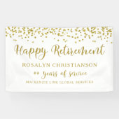 Happy Retirement Gold Confetti Script Aangepast Spandoek (Horizontaal)