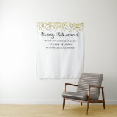 Happy Retirement Gold Confetti Script Aangepast Wandkleed (In situ)