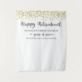 Happy Retirement Gold Confetti Script Aangepast Wandkleed