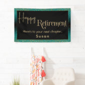 Happy Retirement Gold Glitter Confetti Blauwgroen  Spandoek (Insitu)