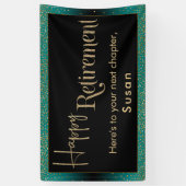 Happy Retirement Gold Glitter Confetti Blauwgroen  Spandoek (Verticaal)