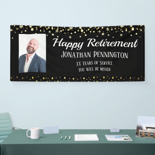 Happy Retirement Gold met Confetti One Photo Bann Spandoek (Beurs)