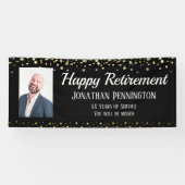 Happy Retirement Gold met Confetti One Photo Bann Spandoek (Horizontaal)