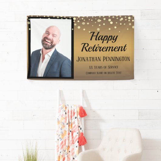 Happy Retirement Gold met Confetti One Photo Spandoek (Insitu)