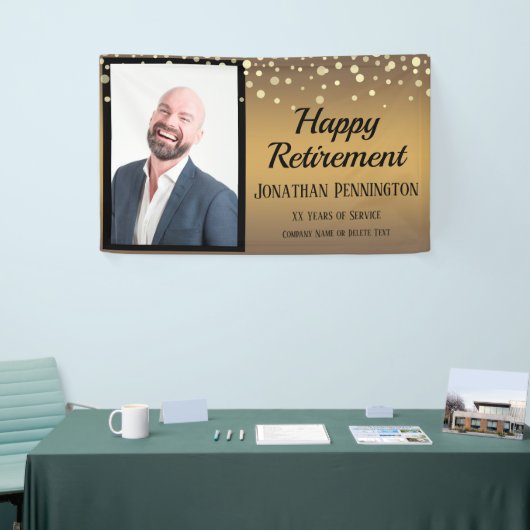 Happy Retirement Gold met Confetti One Photo Spandoek (Beurs)