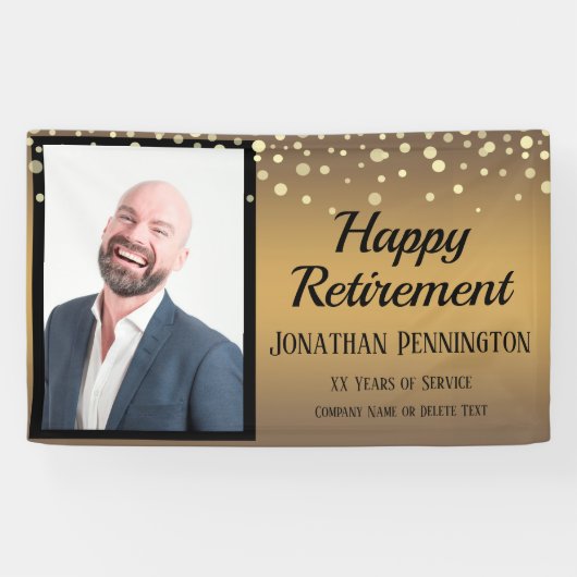 Happy Retirement Gold met Confetti One Photo Spandoek (Horizontaal)