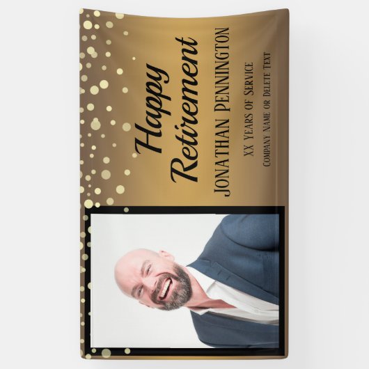 Happy Retirement Gold met Confetti One Photo Spandoek (Verticaal)
