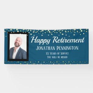 Happy Retirement Gold met Confetti One Photo Spandoek