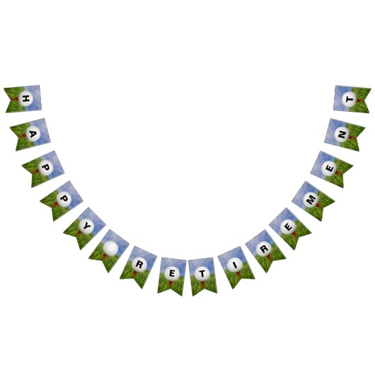 Happy Retirement-golfbal op t-shirt in gras Vlaggetjes (Alle)