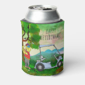 Happy Retirement Golfer en Golf Cart Koelbox Blikjeskoeler (Blikje Achterkant)