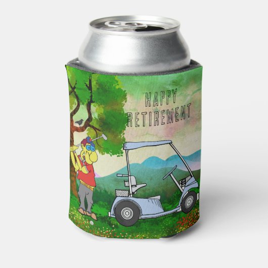 Happy Retirement Golfer en Golf Cart Koelbox Blikjeskoeler (Blikje Achterkant)