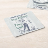 Happy Retirement Golfer Theme Retro Golf Kartonnen Onderzetters (Schuin)