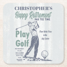 Happy Retirement Golfer Theme Retro Golf Kartonnen Onderzetters