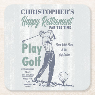 Happy Retirement Golfer Theme Retro Golf Kartonnen Onderzetters