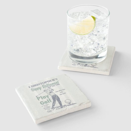Happy Retirement Golfer Theme Retro Golf Stenen Onderzetter (Zijkant)